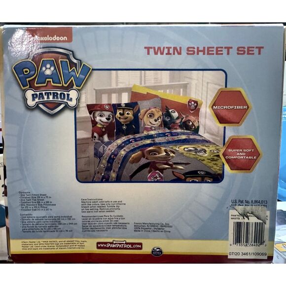 Franco Kids Bedding Super Soft Paw Patrol Sheet Set  3 Piece Twin Size - Picture 2 of 2